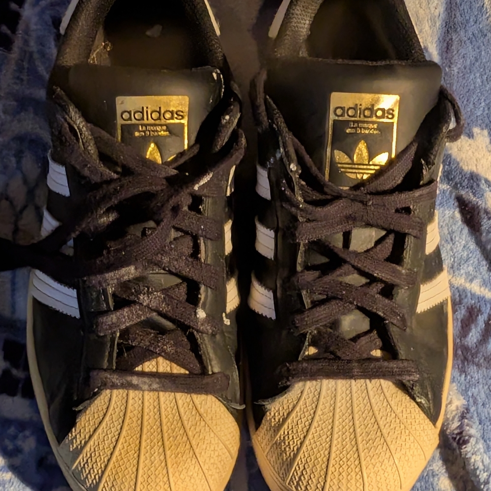 Adidas Black and White Sneakers with Iconic Shell Toe